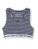 Biustonosze - Sanetta Dziewczęcy biustonosz Midnight Super wygodny w kolorze ciemnoniebieskim z białymi paskami i sportowym paskiem pod biustem Athleisure, niebieski, 152 cm - miniaturka - grafika 1