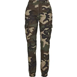 Urban Classics Damskie spodnie z wysokim stanem, Camo Cargo, damskie spodnie cargo o wyglądzie moro, dostępne w wielu wariantach kolorystycznych, Woodcamo, 31 - Spodnie damskie - miniaturka - grafika 1
