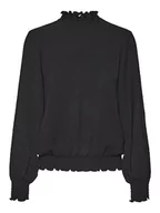 Bluzki damskie - VERO MODA Vmalvas Ls Smock Top WVN Ga Noos bluzka damska, czarny, S - miniaturka - grafika 1