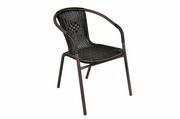 Fotele i krzesła ogrodowe - Garthen Krzesło ogrodowe Bistro rattanowe - czarne z brązową strukturą - miniaturka - grafika 1