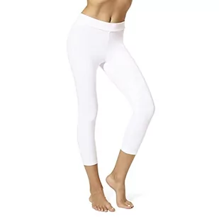 HUE Damskie legginsy z szerokimi paskami, blackout Cotton Capri, różne rodzaje pończoch, biały, L - Legginsy - miniaturka - grafika 1