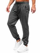 Spodnie sportowe męskie - Grafitowe spodnie męskie joggery dresowe Denley JX6103 - miniaturka - grafika 1