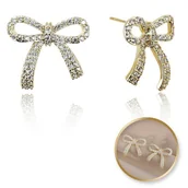 Kolczyki - Kolczyki Kokardki Ze Stali Szlachetnej Pozłacanej 14K Złotem Z Cyrkoniami Kst3329 - miniaturka - grafika 1