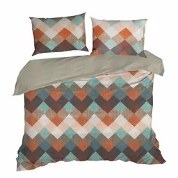 Design 91 Pościel z mikrofibry 220x200 Alexa beżowa kolorowa geometria D91 A - Pościel - miniaturka - grafika 1