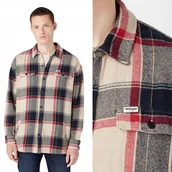 Koszule męskie - Wrangler OVERSHIRT Black LUŹNA GRUBA KOSZULA LEKKA KURTKA W KRATĘ L - miniaturka - grafika 1