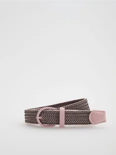 Reserved - Parciany pasek z metalową klamrą - brudny róż - Paski - miniaturka - grafika 1