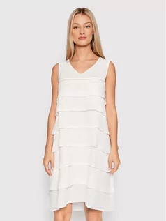 Sukienki - Peserico Sukienka koktajlowa E02315 Biały Regular Fit - grafika 1