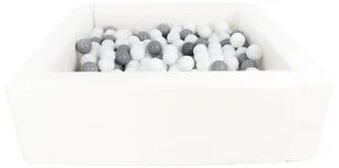 Kwadratowy suchy basen z ekoskóry z 300 piłeczkami (biały/biały, szary) - Suche baseny - miniaturka - grafika 1