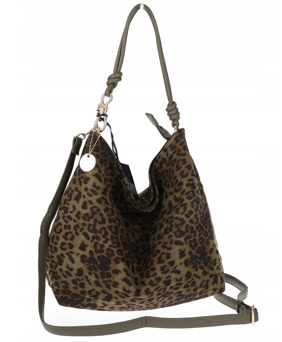 Tommasini zamszowa Torebka Damska w Panterkę Listonoszka Worek 3573 Zielona