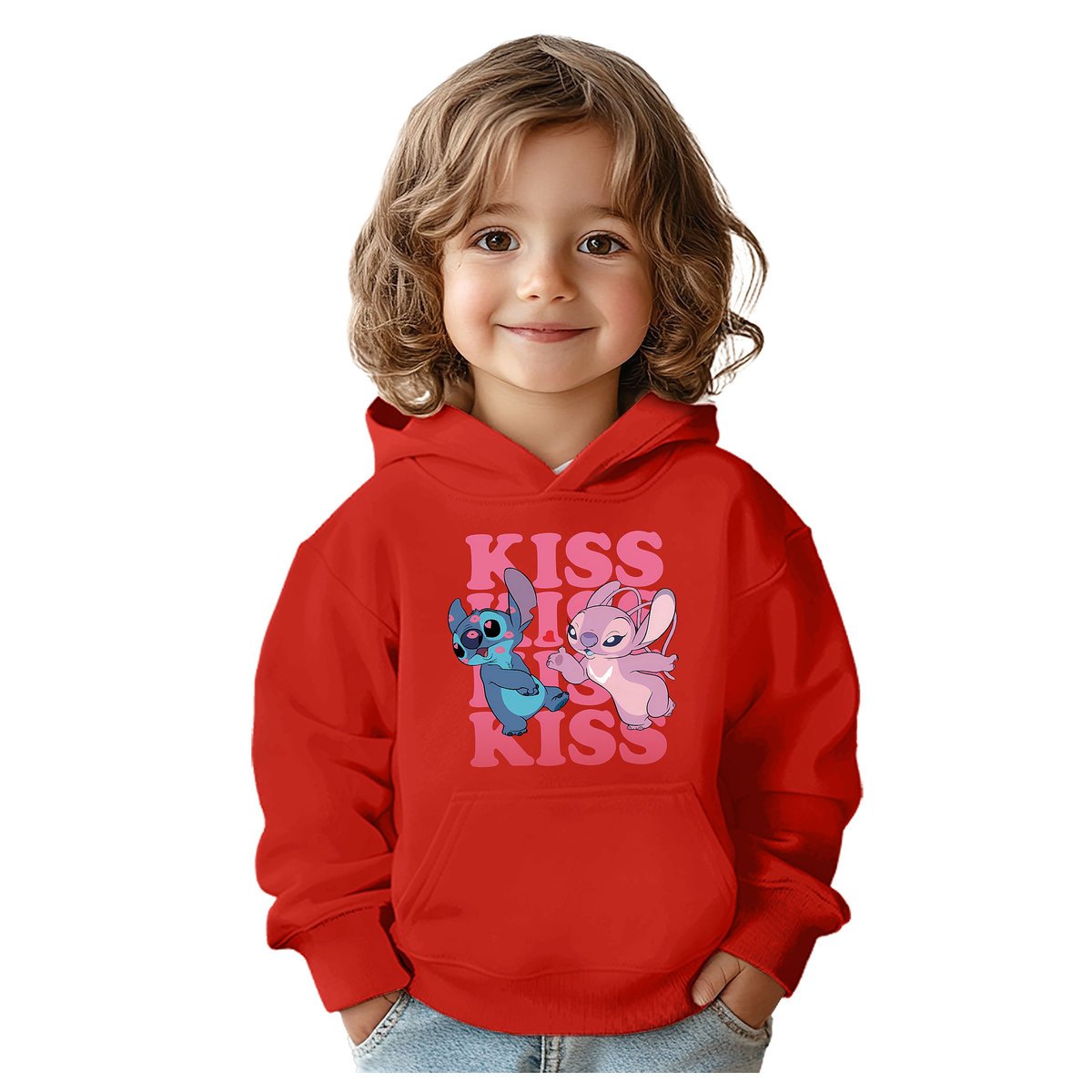 BLUZA DZIECIĘCA STITCH ANGEL ANDZIA KISS 122-128 Z KAPTUREM BAWEŁNIANA