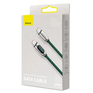 Baseus kabel USB Typ C - USB Typ C 100W (20V / 5A) Power Delivery z wyświetlaczem ekranem miernik mocy 2m zielony (CATSK-C06) - Kable USB - miniaturka - grafika 5