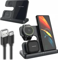 Ładowarki do telefonów - Slayo Ładowarka Indukcyjna Bezprzewodowa do Samsung 3w1 Szybka 15W Qi Watch/Pods - miniaturka - grafika 1
