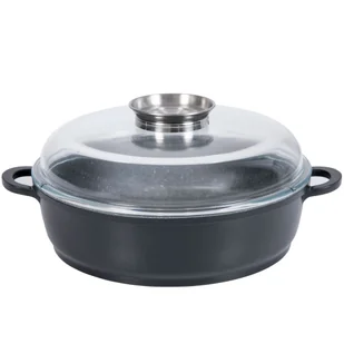 Brytfanna / Patelnia głęboka Granite z pokrywą z Aroma Knob System 28 cm AMBITION - Patelnie - miniaturka - grafika 1