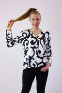 Bluzki damskie - Elegancka bluzka Blue Biało-czarna 44 - miniaturka - grafika 1