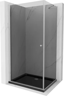 Mexen Pretoria kabina prysznicowa uchylna 70x100 cm, grafit, chrom + brodzik Flat, czarny - 852-070-100-01-40-4070 - Kabiny prysznicowe - miniaturka - grafika 1