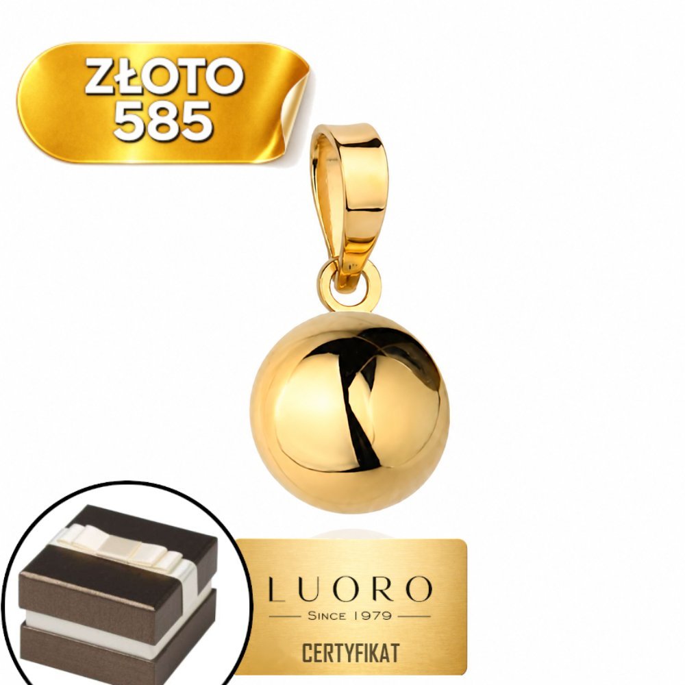 ZAWIESZKA ZŁOTA 585 14K PÓŁKULKA PŁASKA LEKKA 12 MM ELEGANCKA PREZENT