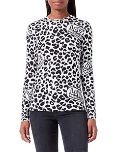 Love Moschino Damska koszulka z długim rękawem z nadrukiem zwierzęcym, Beżowy Black, 38 - Koszulki i topy damskie - miniaturka - grafika 1