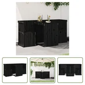 Meble ogrodowe - The Living Store Zestaw mebli na balkon - z 2 siedziskami - czarny - sosnowy - Zestaw Mebli Na Balkon - miniaturka - grafika 1