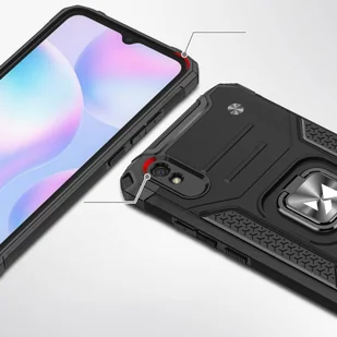 Wozinsky Ring Armor pancerne hybrydowe etui pokrowiec + magnetyczny uchwyt Xiaomi Redmi 9A czerwony - Etui i futerały do telefonów - miniaturka - grafika 2