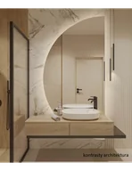 Lustra - Lustro łazienkowe połówka koła ze ścięciem z podświetleniem - HELENA LED ŚCIĘTY DÓŁ, Połówka koła: 200x100 - miniaturka - grafika 1