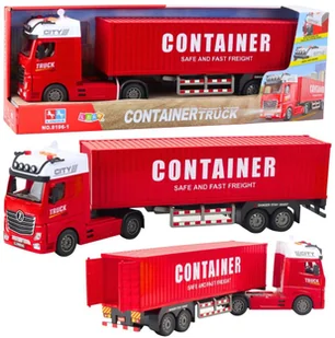 Ciężarówka Transportowa Z Kontenerem Światła Dźwięki Czerwona LEAN Toys - Samochody i pojazdy dla dzieci - miniaturka - grafika 1