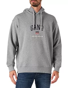 GANT Męska bluza z kapturem, szary melanż, L - Bluzy męskie - miniaturka - grafika 1