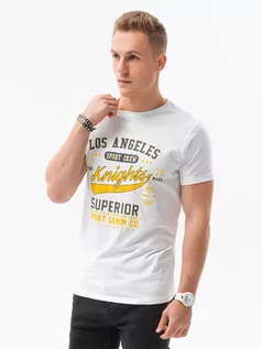 Koszulki męskie - T-shirt męski z nadrukiem - biały V-23D S1434 - grafika 1