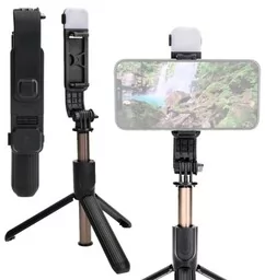 Bizon Kijek do selfie / tripod z lampą i pilotem Accessories Selfie Lamp, czarny - Selfie stick - miniaturka - grafika 1