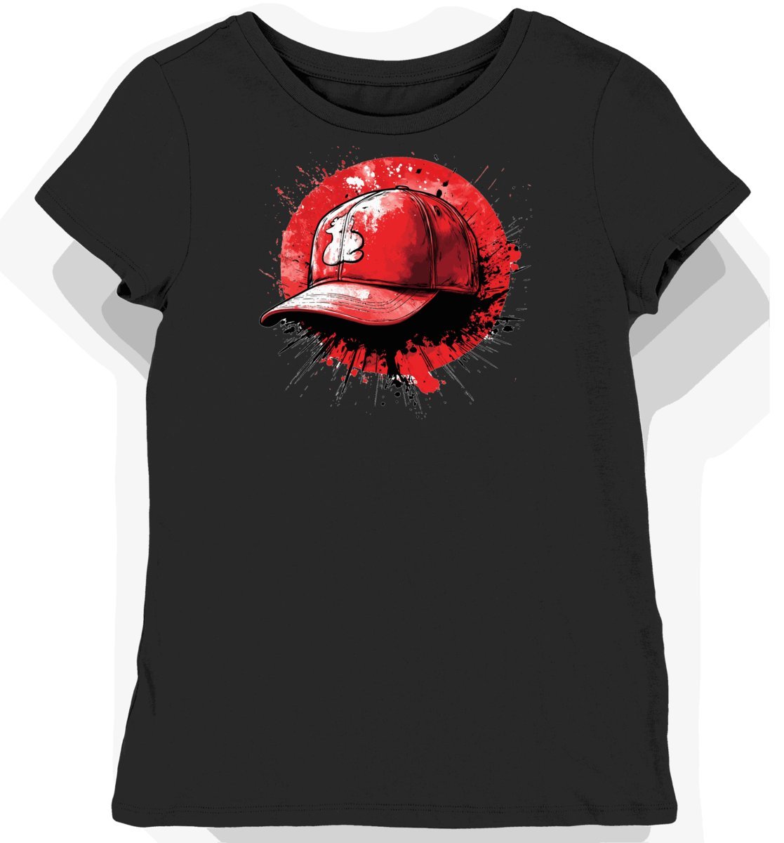 Koszulka damska czarna z motywem sportowej czapki L