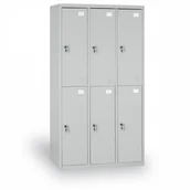 Szafki BHP - B2B Partner Szafka ubraniowa, 6 schowków, szara, zamek cylindryczny IGO-022 WHOLE GREY - miniaturka - grafika 1