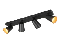 Lampy sufitowe - SHARP 817100431 listwa z czarnymi spotami 4xGU10 złote i czarne pierścienie ozdobne w komplecie - miniaturka - grafika 1