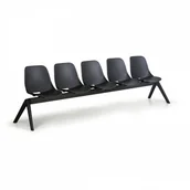 Inne meble biurowe - B2B Partner Plastikowa ławka do poczekalni MONOSHELL, 5-miejscowa, czarna 300581 - miniaturka - grafika 1