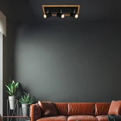 Lampy sufitowe - Briloner Reflektor sufitowy Frey drewno GU10 czarny 3-pkt. - miniaturka - grafika 1