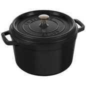 Garnki - STAUB LA COCOTTE Garnek żeliwny okrągły wysoki 4.8 ltr, czarny - miniaturka - grafika 1
