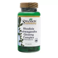 Suplementy naturalne - SWANSON Rhodiola Ashwagandha Ginseng Complex (Różeniec górski) - 60 kapsułek - miniaturka - grafika 1