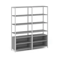 Inne meble biurowe - Podwójna ścianka półkowa HOME OFFICE z szfką półkową, biała/szara - miniaturka - grafika 1