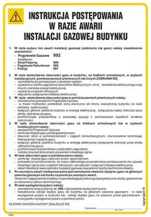 IAF20 INSTRUKCJA BHP POSTĘPOWANIA W RAZIE AWARII INSTALACJI GAZOWEJ BUDYNKU, HN - PŁYTA ELASTYCZNA 0,4MM; (245X350MM) - Instrukcje stanowiskowe BHP - miniaturka - grafika 1