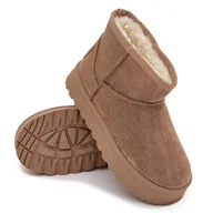 Śniegowce damskie - Śniegowce Dziecięce Ocieplane Futerkiem SS374020 Beżowe-31 - miniaturka - grafika 1