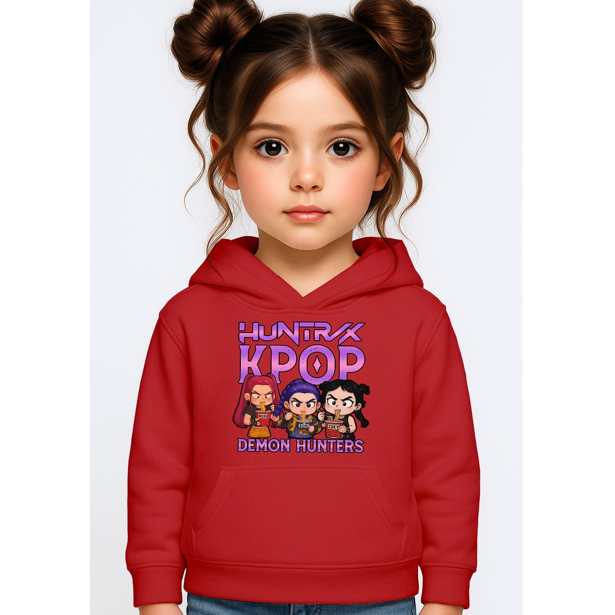 BLUZA DZIECIĘCA K-POPOWE ŁOWCZYNIE DEMONÓW HUNTRIX 122-128 Z KAPTUREM