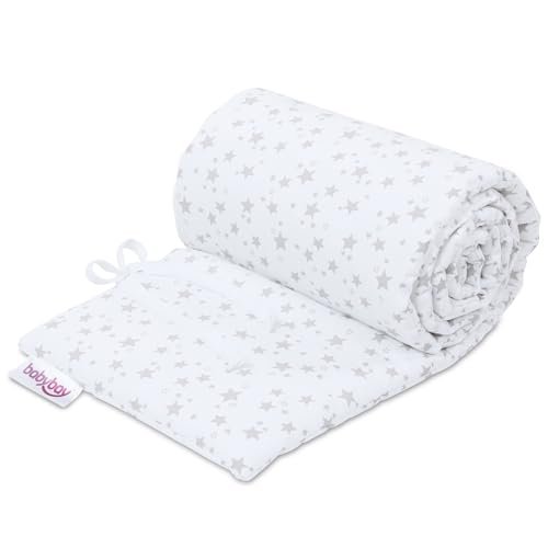 babybay Gniazdko piqué pasujące do modelu Boxspring XXL, białe, gwiazdy, perłowo-szare