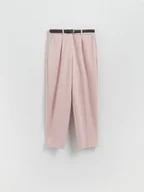 Spodnie damskie - Reserved - Spodnie w kant z paskiem - pastelowy róż - miniaturka - grafika 1