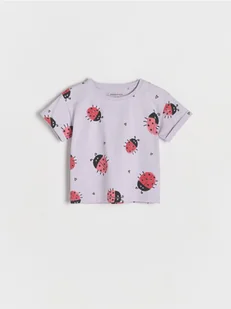 Reserved - Bawełniany t-shirt we wzory - lawendowy - Bluzki dla niemowląt - miniaturka - grafika 1