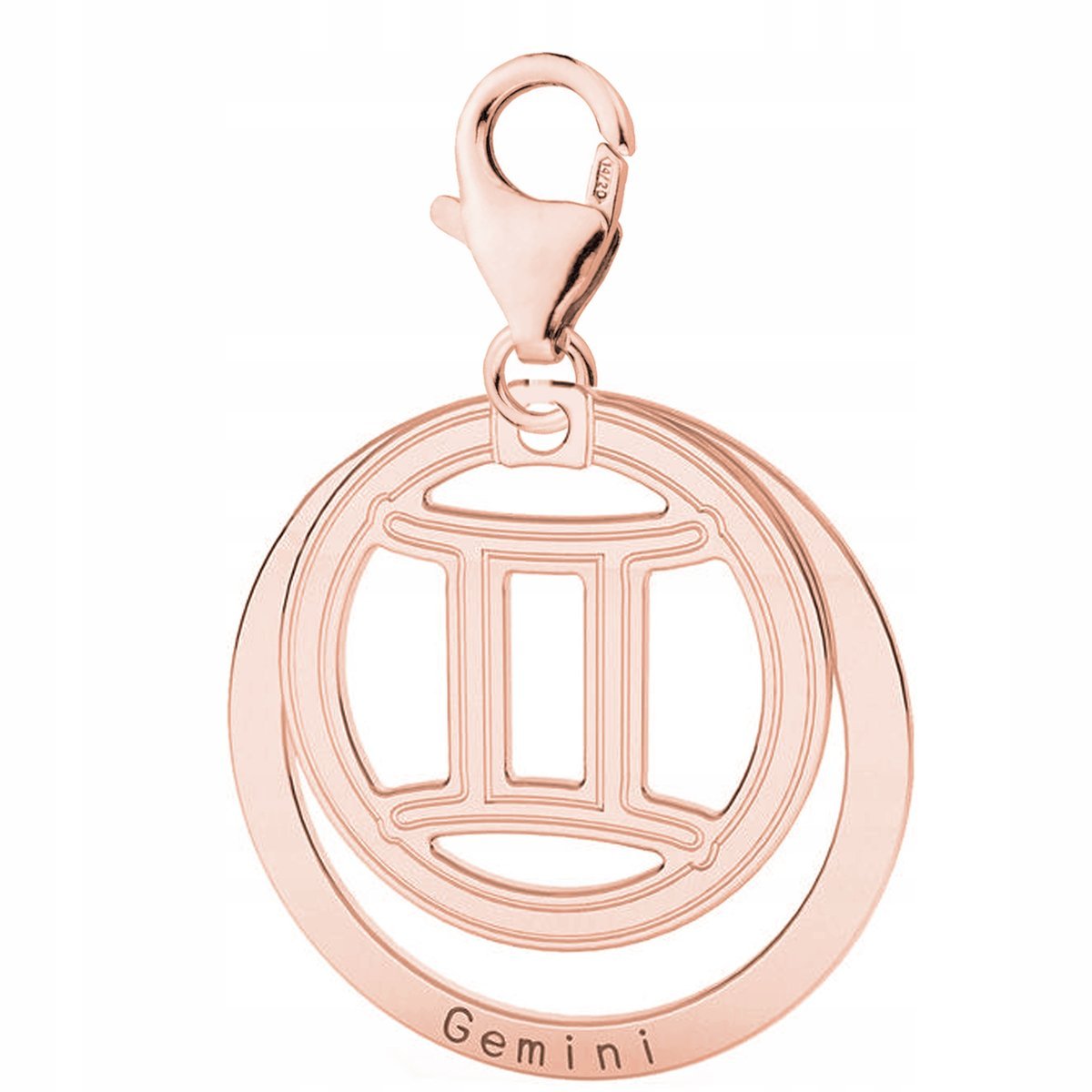 Zawieszka Pozłacana Znak Zodiaku Bliźnięta Gemini dla Bliźniąt SREBRO 925