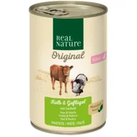 Mokra karma dla kotów - REAL NATURE Kitten Cielęcina i drób z olejem lnianym 12x400 g - miniaturka - grafika 1