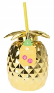 Kubki - Złoty kubek ananas do picia dla dzieci na imprezy i przyjęcia - miniaturka - grafika 1