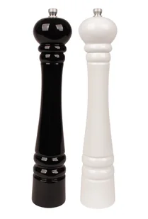 Ręczne młynki do soli i pieprzu biało-czarne 32 cm lakierowane - Młynki do soli i pieprzu - miniaturka - grafika 1