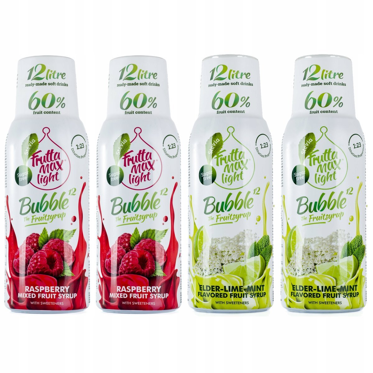 FruttaMax Zestaw 4 syropów 2xMalina + 2xLimonka