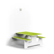 Stoły i stoliki do biura - Ścienny stół składany LUCAS, 1200x1205x580 mm, linoleum, biały/zielony - miniaturka - grafika 1