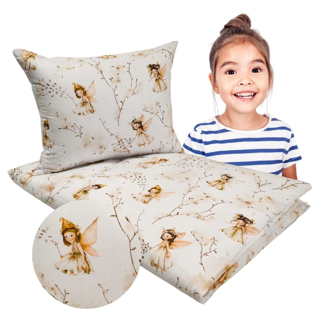 Komplet Pościeli Dziecięcej 100x160 + 40x60 Calineczka Beż 100% Bawełna Polski Producent