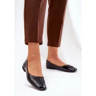 Baleriny - Lakierowane Eleganckie Baleriny Damskie Z Ozdobnym Detalem Vinceza 17377 Czarne - miniaturka - grafika 1